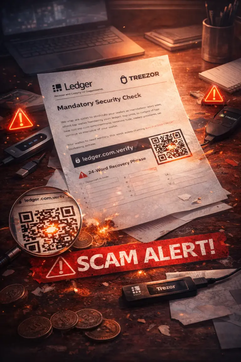 Crypto Scam Alert: Physical Mail Phishing Targets Ledger & Trezor Wallet Users